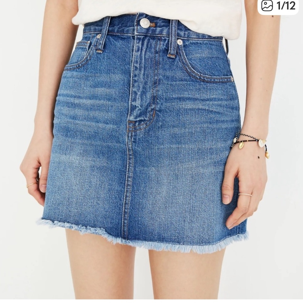 Madewell Blue Rigid Denim A-Line Skirt
